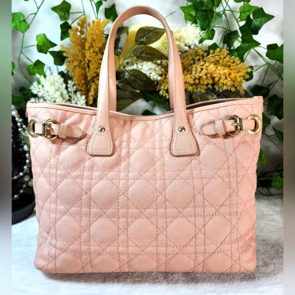 Authentic Christian Dior Panarea Cannage Quilted Coated Canvas Tote w/ Dust Bag - Picture 5 of 16